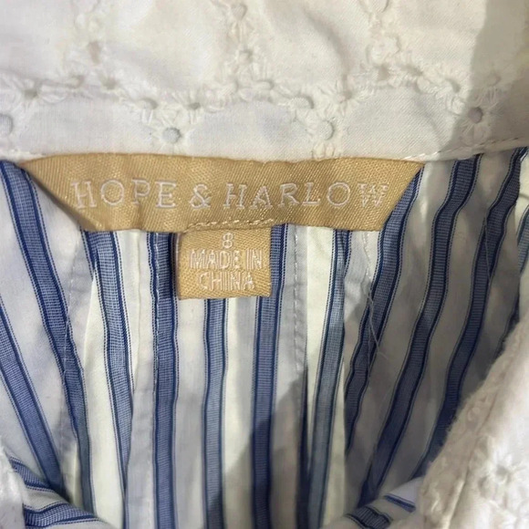HOPE and HARLOW Blue White Striped Swingy Shirt Dress size 8 - Picture 6 of 7